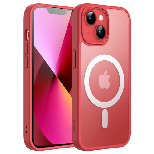 JETech Magnetisch Hülle für iPhone 13 6,1 Zoll Kompatibel mit MagSafe, Durchscheinende Matt Handyhülle Rückseite Dünn Stoßfest Schutzhülle (Rot) von JETech