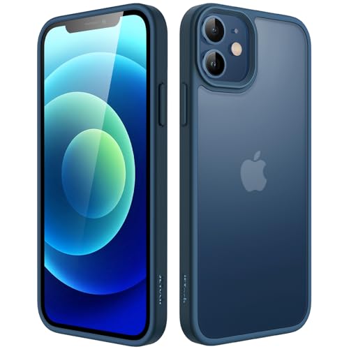 JETech Matt Hülle für iPhone 12/12 Pro 6,1 Zoll, Stoßfest Militärstandard FallSchutz Handyhülle, Mattierte Durchscheinende Rückseite Schutzhülle, Anti-Fingerabdruck (Blau) von JETech