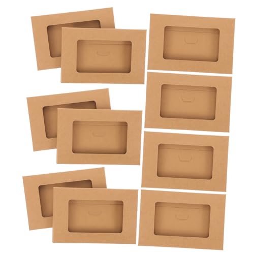 JEWEDECO 10 Stück Kartons Umschlagbox Mit Fenster Sparumschläge Für Geld Postkartenbehälter Briefumschläge Mit Fenster 4x6 Umschläge Für Einladungen Hülle Umhüllen Light Brown Kraftpapier von JEWEDECO