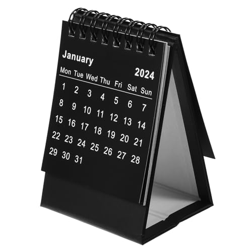 JEWEDECO 2024 Staffelei-flip-kalender Täglicher Tischkalender Hausdekorationen Für Kalender Schreibtisch-flip-kalender Kalenderschreibtisch Spule Spiralkalender Dekor Für Büro Papier Black von JEWEDECO