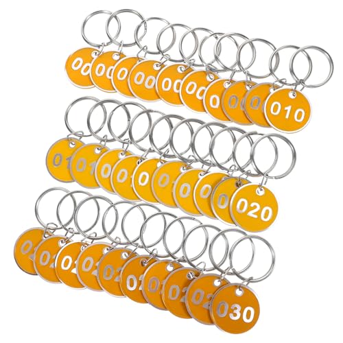 JEWEDECO 30St Handnummernschild großer Schlüssel Schlüsselanhängerringe zum Basteln Hundemarken-Ring label tags Schlüsselanhänger mit Ring Schlüsselbeschriftungen Aluminiumlegierung Yellow von JEWEDECO