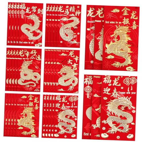 JEWEDECO 60St Glücksgeld papierrote umschläge Mondrote Umschläge Geldumschläge chinese new year chinesisch neujahr briefumschläge Sternzeichen rotes Paket Umschläge zum Mondneujahr 2024 von JEWEDECO