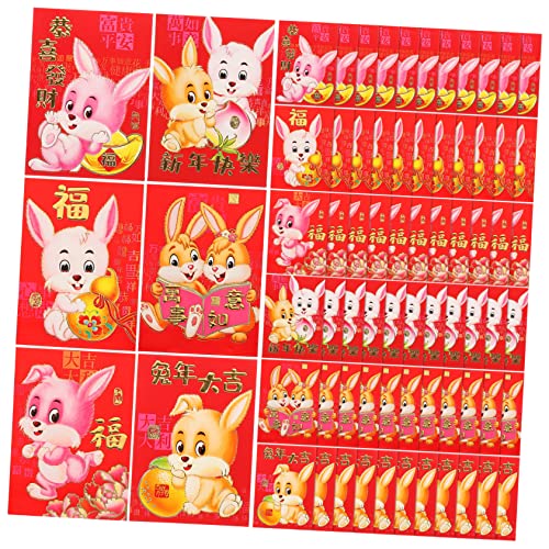 JEWEDECO 72St Jahr des roten Umschlags des Kaninchens Kaninchenrote Umschläge roter Umschlag the year of the hare year of the rabbit briefumschläge geldbörse kreatives rotes paket Geldpaket von JEWEDECO