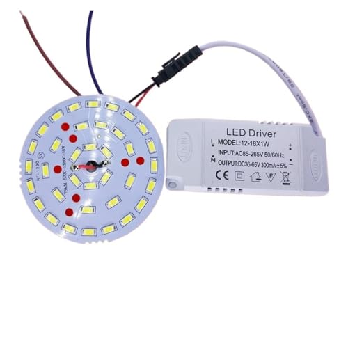 3W 7W 12W 18W 24W 36W 5730 SMD Light Board Led Lamp Panel For Ceiling + AC 100-265V LED power supply driver combination(White,18W) von JEWIZJST