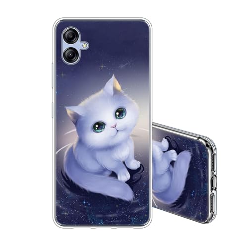 JEZSTHAI Handyhülle Kompatibel mit Samsung Galaxy A04E 4G Hülle Silikon Schlank TPU Durchsichtige Weiche Stoßfeste Kratzfeste Transparent Schutzhülle Niedliche Katze Muster Case von JEZSTHAI