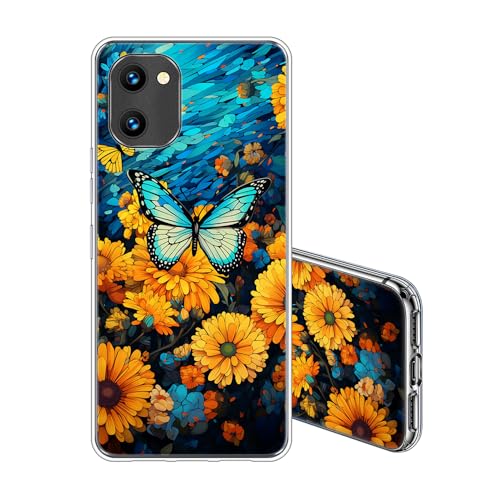 JEZSTHAI Hülle Kompatibel mit UMIDIGI G1 Plus Schutzhülle Transparent Weiche Stoßfeste Kratzfeste Schlank Silikon Handyhülle Schmetterling Muster Aesthetic TPU Klar Case von JEZSTHAI