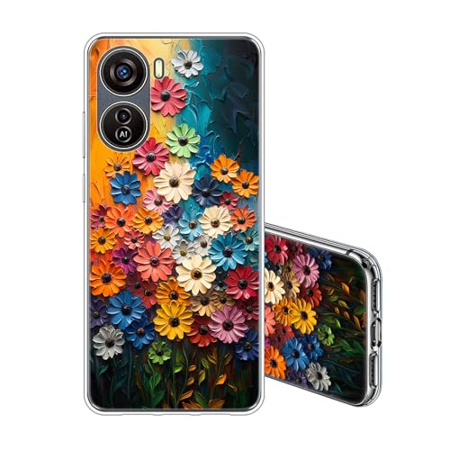 JEZSTHAI Kompatibel mit ZTE Blade V50 Design 5G Hülle Silikon Gel Klar Durchsichtige Weiche Stoßfeste Kratzfeste Schlank Schutzhülle Vintage Blumen Muster Transparent Handyhülle von JEZSTHAI