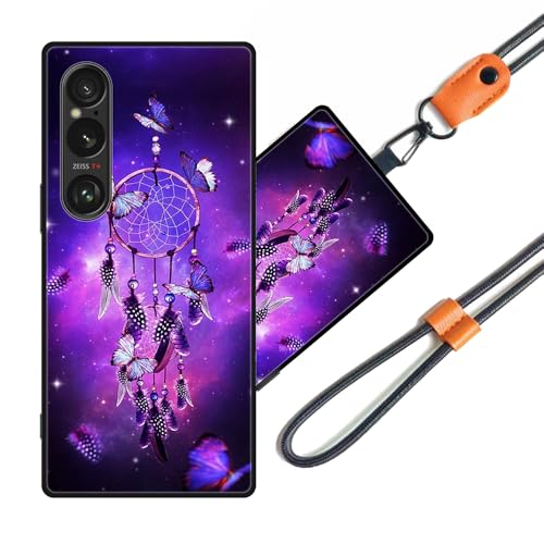 JEZSTHAI Schutzhülle Kompatibel mit Sony Xperia 1 VI Hülle Silikon Dünn mit Muster Design,Weiche Flexibel Stoßfeste Handyhülle mit Handykette & Handykordel zum Umhängen,Nr.A01 von JEZSTHAI