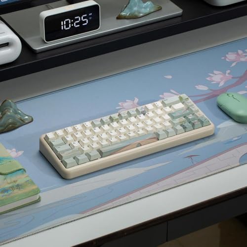 JGHFReW Spring Tea 145 individuelles Tastenkappen-Set, Dye-Sub-PBT, vollständig kompatibel mit mechanischen MX-Switch-Gaming-Tastaturen mit Tastenzieher(Keycap Set and Pad) von JGHFReW