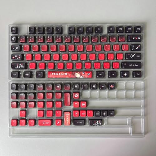 JGHFReW Yuki Aim kompatibles 125-Tasten-PBT-Tastenkappen-Set, benutzerdefinierte Anime-inspirierte Tastenkappen Kompatibel mit mechanische Tastaturen, Geschenke(Red) von JGHFReW