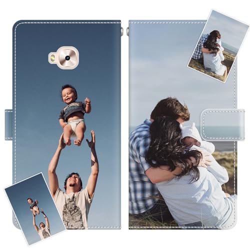 JGOYGYI Personalisierte Leder Handyhülle kompatibel mit Asus Zenfone 4 Selfie Pro ZD552KL,Individuelle Eigenem Foto Bild Text Bildern Foldable Flip Klapphüllen Case hülle+Handykette von JGOYGYI