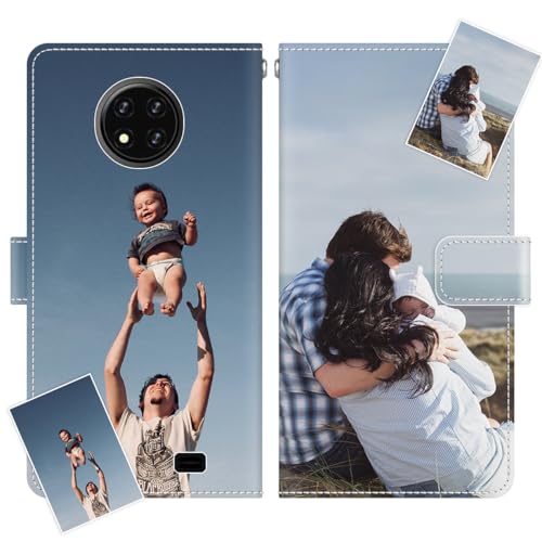 JGOYGYI Personalisierte Leder Handyhülle kompatibel mit OUKITEL C19 /C19 PRO (2020),Individuelle Eigenem Foto Bild Text Bildern Foldable Flip Klapphüllen Case hülle+Handykette von JGOYGYI