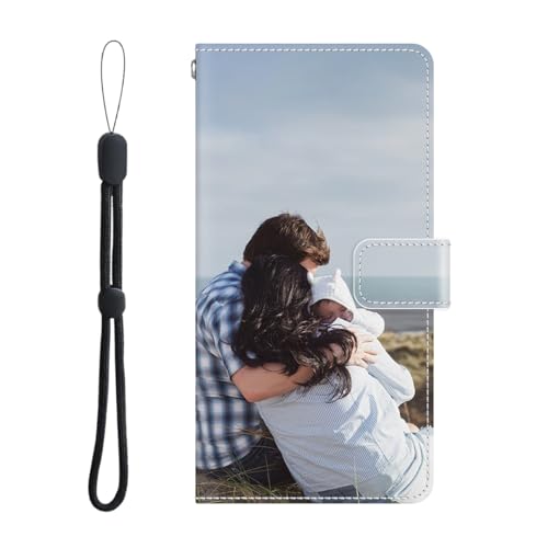 JGOYGYI Personalisierte Leder Handyhülle kompatibel mit Oppo K11,Individuelle Eigenem Foto Bild Text Bildern Foldable Flip Klapphüllen Case hülle+Handykette von JGOYGYI