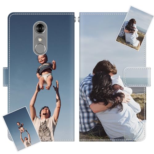 JGOYGYI Personalisierte Leder Handyhülle kompatibel mit ZTE Blade A910,Individuelle Eigenem Foto Bild Text Bildern Foldable Flip Klapphüllen Case hülle+Handykette von JGOYGYI