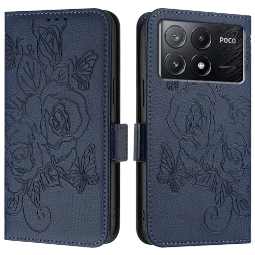 Handyzubehör Kompatibel mit Hülle Compatible with Redmi K70E/Xiaomi Poco X6 Pro, Brieftaschen-Hülle, schmale Handy-Flip-Folio-Hülle aus PU-Leder, stoßfeste Schutzhülle mit Kartenhaltern + Handschlaufe von JHDFUB