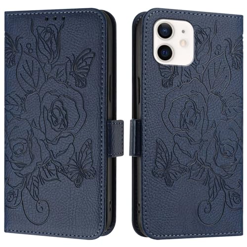 Handyzubehör Kompatibel mit der Hülle Compatible with das iPhone 11, Brieftaschen-Hülle, schmale Flip-Folio-Hülle aus PU-Leder, stoßfeste Schutzhülle mit Kartenfächern + Handschlaufe Handyhülle(Blue) von JHDFUB