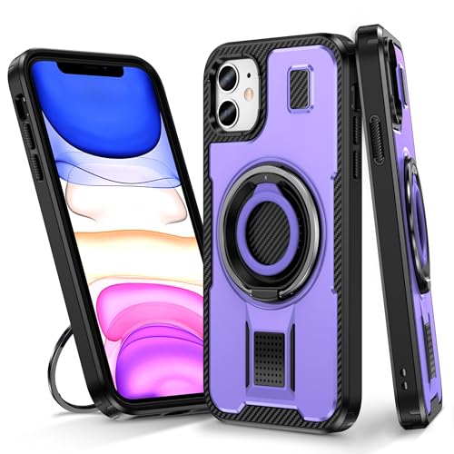 JHDFUB Handymode Kompatibel mit der iPhone 11-Hülle, mit drehbarem Ringständer, stoßfester, robuster Schutzhülle for das iPhone 11 Handyhülle(Purple) von JHDFUB