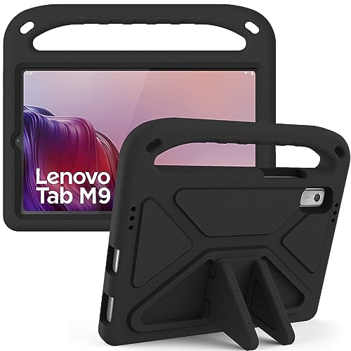 JHDFUB Tablet-Hülle Kompatibel mit Lenovo Tab M9 Hülle (TB-310FU) 9,0 Zoll, Stoßdämpfung, mit Griff, Eva, Halterung, stabile Tablet-Hülle Compatible with Kinder, leicht Tablet Home(Black) von JHDFUB