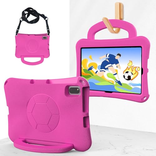 Tablet-Hülle Kinderhülle kompatibel mit Honor Y7 10,4 Zoll 2024, langlebig, leicht, Eva, kinderfreundlich, stoßfest, Schutzhülle mit Tragegriff, Ständer + Schultergurt Tablet Home(Rose red) von JHDFUB