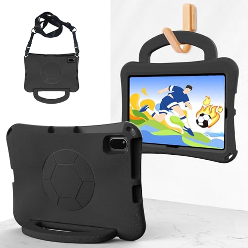 Tablet-Hülle Kinderhülle kompatibel mit Huawei Matepad SE 10,4 Zoll 2022/2023, langlebig, leicht, EVA, kinderfreundlich, stoßfest, Schutzhülle mit Griff, Ständer und Schultergurt Tablet Home(Black) von JHDFUB