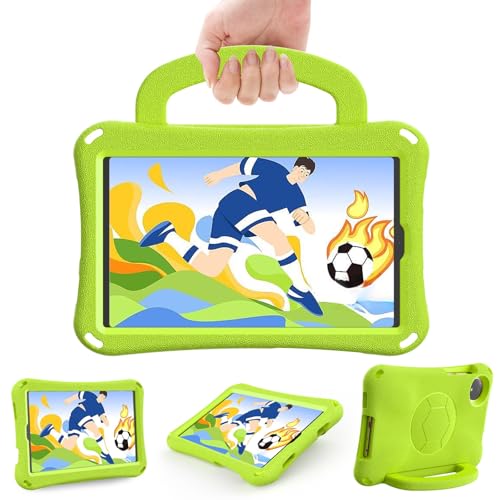 Tablet-Hülle Kinderhülle kompatibel mit Xiaomi Redmi Pad SE 8,7 Zoll 2024, langlebig, leicht, EVA, kinderfreundlich, stoßfest, Schutzhülle mit Griff, Ständer und Schultergurt Tablet Home(Grass green) von JHDFUB