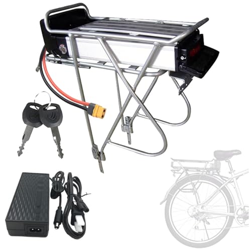 JHKJ E-Bike-Lithiumbatterie 36V 12Ah 15Ah 18Ah 20Ah 23Ah Elektro Fahrrad-Gepäckträgerbatterie 48V 12Ah 15Ah 18Ah 20Ah Mountainbike-Batterie mit Ladegerät für 400W-950W Motor,Xt60 48v18ah von JHKJ