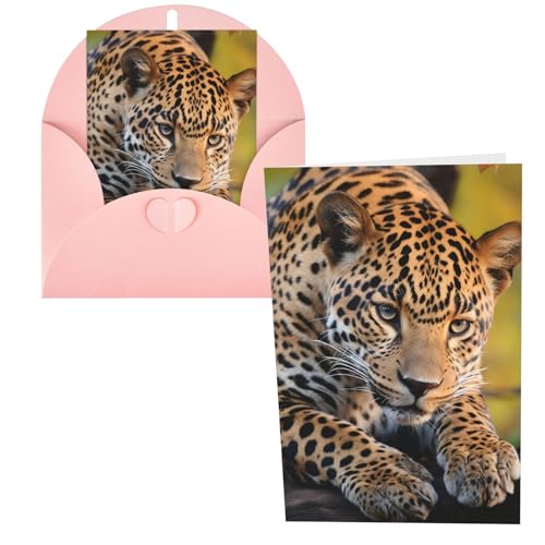 JHLMN Grußkarten, Dankeskarten mit Umschlägen, Happy Birthday Karte, afrikanischer Leopard, Weihnachtsgrußkarten, 10,2 x 15,2 cm, Hochzeitskarte, leere Notizkarten für Party, alle Anlässe von JHLMN