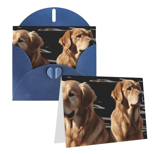 JHLMN Grußkarten, Golden Retrievers, Dankeskarten mit Umschlägen, Happy Birthday, personalisierbar, Perlpapier, Hochzeitskarte, 10,2 x 15,2 cm, leere Notizkarten für Partys und alle Anlässe von JHLMN