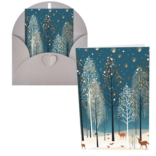 JHLMN Grußkarten Dankeskarten mit Umschlägen Happy Birthday Karte Frohe Weihnachten Birke Baum Weihnachten Grußkarten 10,2 x 15,2 cm Hochzeitskarte Blanko Notizkarten für Party Alle Anlässe von JHLMN