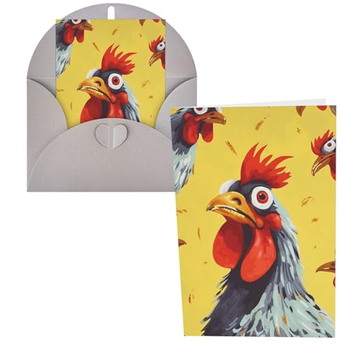 JHLMN Grußkarten Dankeskarten mit Umschlägen Happy Birthday Karte Kunst Huhn Malerei Weihnachten Grußkarten 10,2 x 15,2 cm Hochzeitskarte Blanko Notizkarten für Party Alle Anlässe von JHLMN