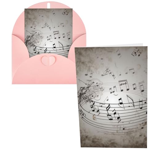 JHLMN Grußkarten Dankeskarten mit Umschlägen Happy Birthday Karte Musik Note Wand Weihnachten Grußkarten 10,2 x 15,2 cm Hochzeitskarte Blanko Notizkarten für Party Alle Anlässe von JHLMN