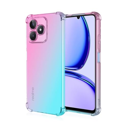 JIAFEI Hülle für Realme GT 6 / Realme GT 6T Gradient Color Handyhülle TPU Gradient Dünn Schutzhülle Anti-Fall Handytasche Handy Case Kompatibel mit Realme GT 6 / Realme GT 6T, Blau/Rosa von JIAFEI