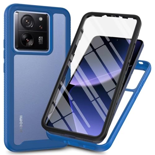 JIAFEI Hülle für Xiaomi 13T / 13T Pro 5G, [mit Eingebautem Displayschutz] 360° Rundumschutz TPU Robust Bumper Case Outdoor Handyhülle - Blau von JIAFEI