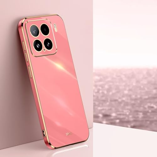 JIAFEI Hülle für Xiaomi 15, Goldenem Überzug Rand Design TPU Silikon Stoßfest Bumper Handyhülle. Rot von JIAFEI