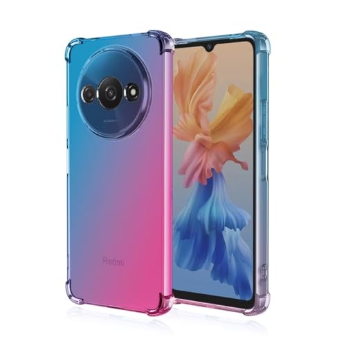 JIAFEI Hülle für Xiaomi Redmi A3 4G Gradient Color Handyhülle TPU Gradient Dünn Schutzhülle Anti-Fall Handytasche Handy Case Kompatibel mit Xiaomi Redmi A3 4G, Blau/Rosa von JIAFEI