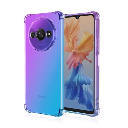 JIAFEI Hülle für Xiaomi Redmi A3 4G Gradient Color Handyhülle TPU Gradient Dünn Schutzhülle Anti-Fall Handytasche Handy Case Kompatibel mit Xiaomi Redmi A3 4G, Violett/Blau von JIAFEI