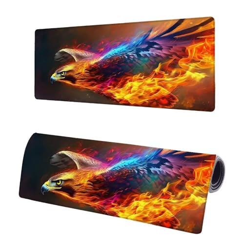 Gaming Mauspad XXL 1400x600x3mm, Cool Mousepad Groß, Mauspad Adler mit Vernähte Kanten, WassXerdicht Anti-Rutsch Mouse Pad Schreibtisch Unterlegmatte, Verbessert Präzision und Geschwindigkeit W-0 von JIAGUANG