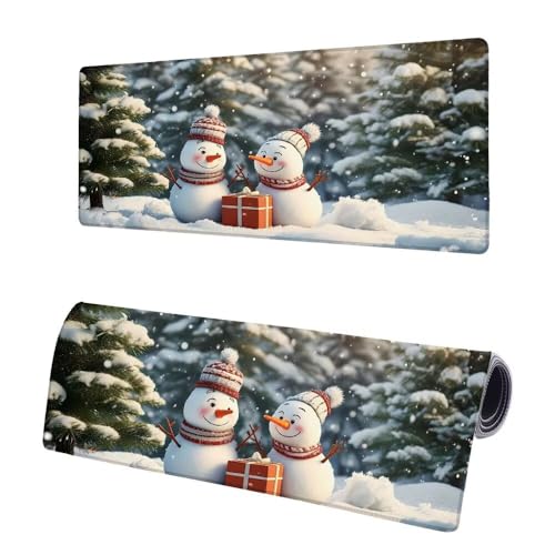 Gaming Mauspad XXL 800x400x3mm, Baum Mousepad Groß, Mauspad Schneemann mit Vernähte Kanten, WassXerdicht Anti-Rutsch Mouse Pad Schreibtisch Unterlegmatte, Verbessert Präzision und Geschwindigkeit R-9 von JIAGUANG