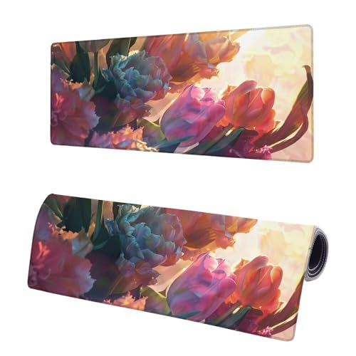 Gaming Mauspad XXL 900x400x3mm, Traum Mousepad Groß, Mauspad Blume mit Vernähte Kanten, WassXerdicht Anti-Rutsch Mouse Pad Schreibtisch Unterlegmatte, Verbessert Präzision und Geschwindigkeit L-7 von JIAGUANG