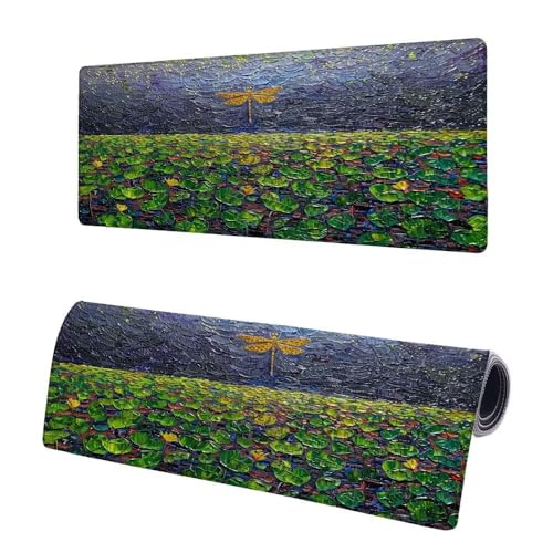 Mauspad XXL 1000x500x3mm, Große Schwarz Mousepad Schreibtischunterlage, Gaming Mauspad Libelle, rutschfeste Gummibasis Tischunterlage Schreibtisch, Mouse Pad mit Vernähten Kanten Für Home Office G-2 von JIAGUANG