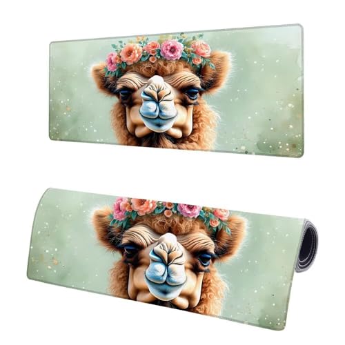 Mauspad XXL 1200x600x3mm, Große Blume Mousepad Schreibtischunterlage, Gaming Mauspad Alpaka, Erweiterter Rutschfeste Gummibasis Tischunterlage Schreibtisch, Mouse Pad mit Vernähten Kanten Für Home P-1 von JIAGUANG