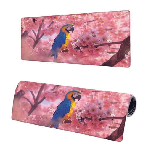 Mauspad XXL 1200x600x3mm, Große Rosa Mousepad Schreibtischunterlage, Gaming Mauspad Papagei, Erweiterter Rutschfeste Gummibasis Tischunterlage Schreibtisch, Mouse Pad mit Vernähten Kanten Für Home X-9 von JIAGUANG