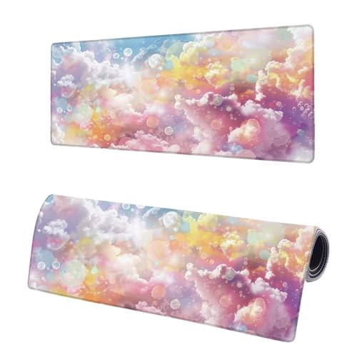 Mauspad XXL 1200x600x3mm, Große Rosa Mousepad Schreibtischunterlage, Gaming Mauspad Wolke, Erweiterter rutschfeste Gummibasis Tischunterlage Schreibtisch, Mouse Pad mit Vernähten Kanten Für Home A-5 von JIAGUANG