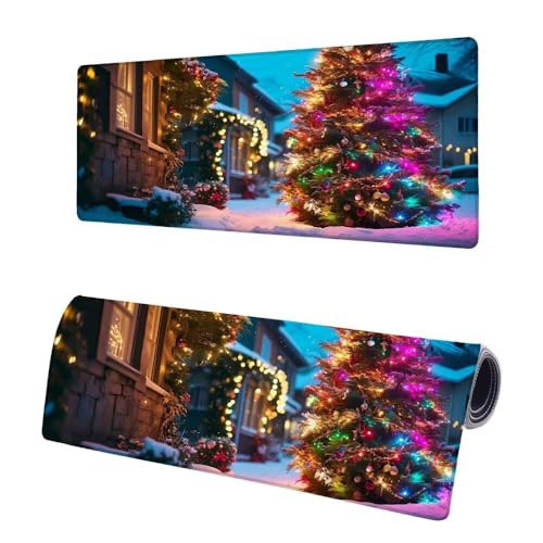 Mauspad XXL 600x300x3mm, Große Weihnachten Mousepad Schreibtischunterlage, Gaming Mauspad Haus, rutschfeste Gummibasis Tischunterlage Schreibtisch, Mouse Pad mit Vernähten Kanten Für Home Office K-0 von JIAGUANG