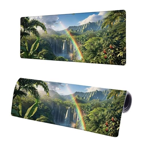 Mauspad XXL 700x300x3mm, Große Landschaft Mousepad Schreibtischunterlage, Gaming Mauspad Baum, rutschfeste Gummibasis Tischunterlage Schreibtisch, Mouse Pad mit Vernähten Kanten Für Home Office X-3 von JIAGUANG