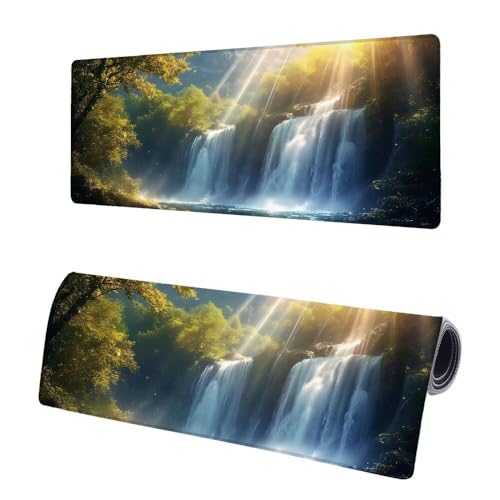 Mauspad XXL 800x400x3mm, Große Baum Mousepad Schreibtischunterlage, Gaming Mauspad Fallen, Erweiterter rutschfeste Gummibasis Tischunterlage Schreibtisch, Mouse Pad mit Vernähten Kanten Für Home T-6 von JIAGUANG