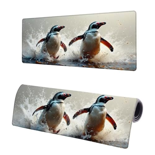 Mauspad XXL 800x400x3mm, Große Niedlich Mousepad Schreibtischunterlage, Gaming Mauspad Pinguin, rutschfeste Gummibasis Tischunterlage Schreibtisch, Mouse Pad mit Vernähten Kanten Für Home Office U-3 von JIAGUANG