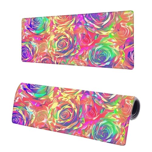 Mauspad XXL 800x400x3mm, Große Traum Mousepad Schreibtischunterlage, Gaming Mauspad Rose, Erweiterter rutschfeste Gummibasis Tischunterlage Schreibtisch, Mouse Pad mit Vernähten Kanten Für Home K-1 von JIAGUANG