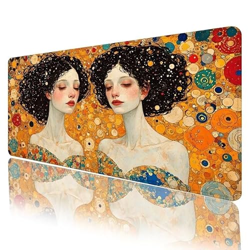 Mauspad Retro Mousepad XXL 800 x 300 x 3 mm Groß Gaming Mauspad Schönheit Schreibtischunterlage mit Vernähte Kanten, Anti-Rutsch Mouse Pad für PC, Laptop, für Home Zimmer Office Deko, Geschenke H-128 von JIANFREY