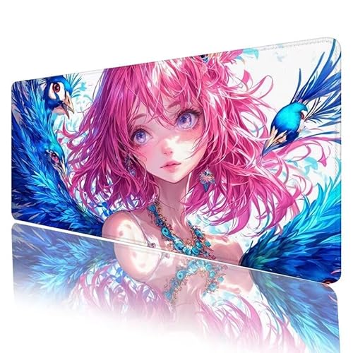 Karikatur Mousepad XXL 1200 x 600 x 3 mm, Mauspad Mädchen Motiv Vernähte Kanten Design, Schreibtischunterlage mit Rutschfeste Gummibasis, Groß Mouse Pad für Home Office Deko, Geschenke für Frauen H948 von JIANFREY